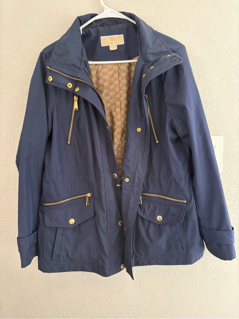 MICHAEL Michael Kors Navy Utility Anorak with Gold Hardware